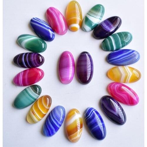 Wholesale 20pcs/Lot fashion high quality Natural stripe onyx mixed oval shape cabochon beads for Jewelry making 15x30mm free