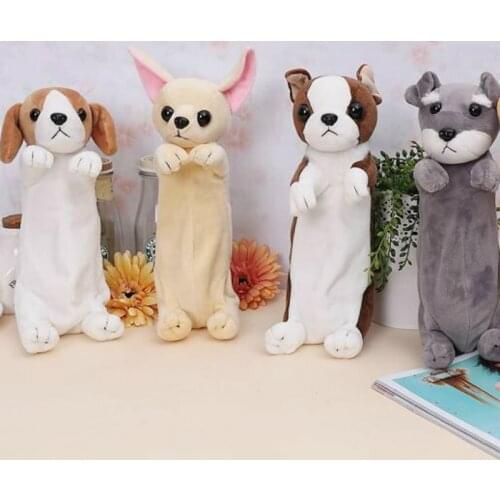 Pencil Bag Cartoon Plush Dog Puppy School Labrador Borde Collie Golden Retriever Chihuahua Schnauzer Cute Animal for Kids