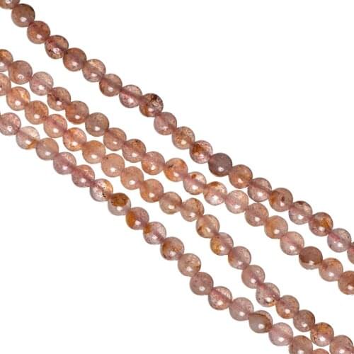 Lovely Crystal Round Beads 4mm Pick Size Strawberry Quartz Bracelets Necklace 16inch wholesale H699