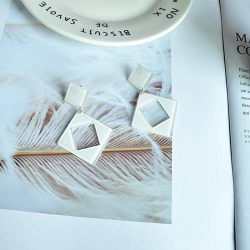 Japanese and Korean simple geometric Earrings acrylic temperament fashion personality Earrings versatile Square Earrings