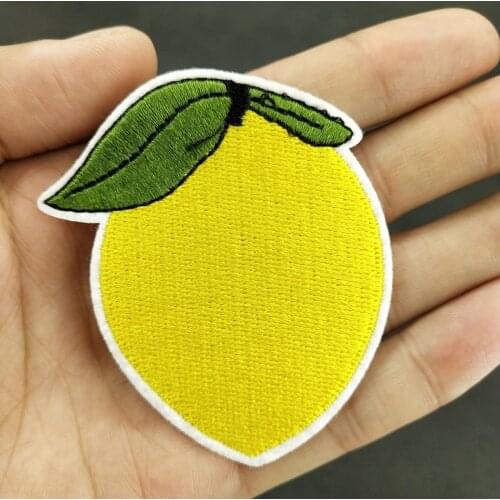 Lemon Size:6.5x5.2cm DIY Art Craft Embroidered Sew on Iron on Fabric Sticker Apparel Garment Clothes Patches Accessory