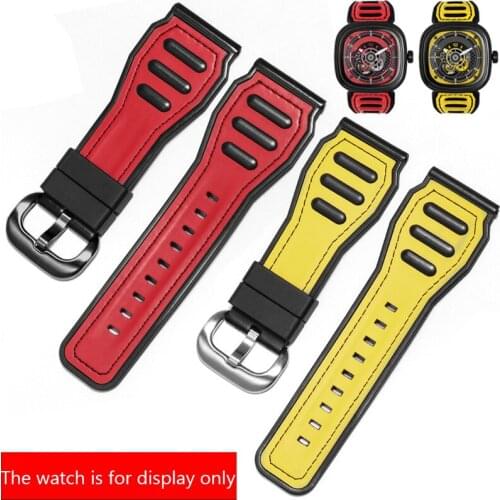 Soft Silicone Rubber Strap Suitable For P3B/06/M1/M2 Series Mens Watch Accessories 28mm Black Yellow
