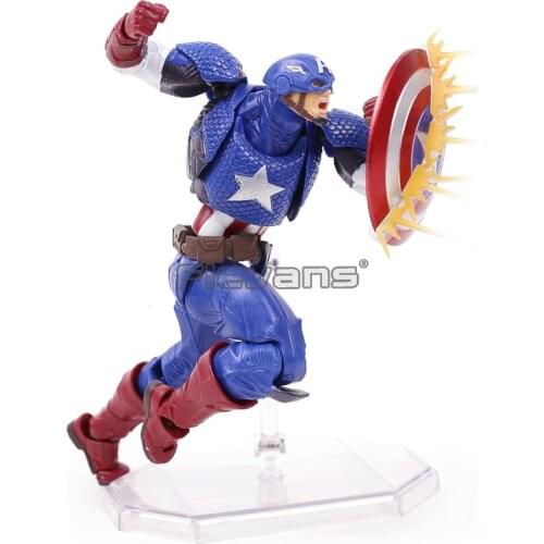 Revoltech No. 007 Captain America Amazing Yamaguchi Avengers PVC Action Figure Collectible Model Toy