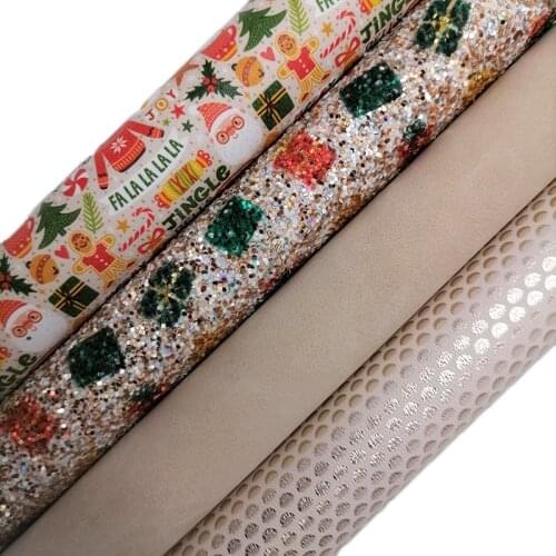 Christmas Gift Glitter leather, Gingerbread Man Printed synthetic leather, Mermaid Faux Leather Sheets For Bow DIY 21x29CM KM674