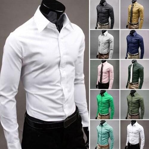 Men Long Sleeve Shirt Multicolor Slim Fit Men Formal Shirt Business Slim Office Shirt male Cotton Mens Dress Shirts