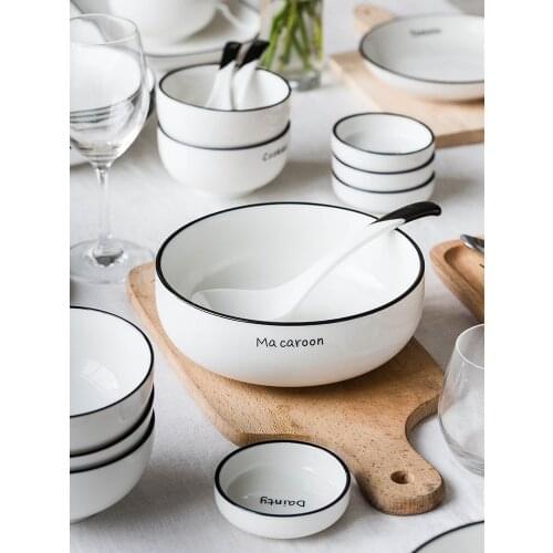Nordic Simple Ceramic Western Food Steak Pasta Fish Plate Salad Soup Rice Bowl Spoon Dish Porcelain Home Tableware Set Wholesale