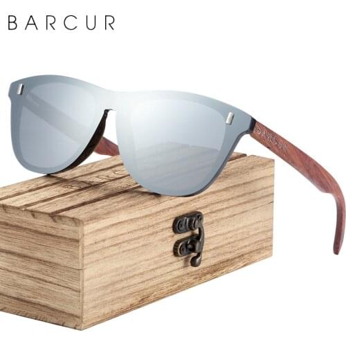 BARCUR Wood Temple Brand Designer Sun Glasses Men Polarized Women Natural Fashion Sunglasses Mirror Shades UV400 Protection