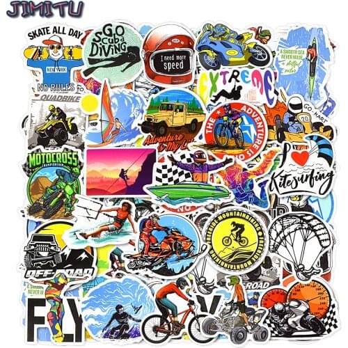 50 PCS Extreme Sport Stickers Graffiti Cool Adventure Boys Decals Skateboard Laptop Car Bike Helmet Motocross Sticker Waterproof