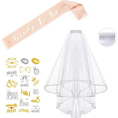 Hen Party Bride To Be Satin Sash Badge Bridal Shower Decoration Wedding Veil Team Bride Sticker Bride To Be Party Supplies TB25