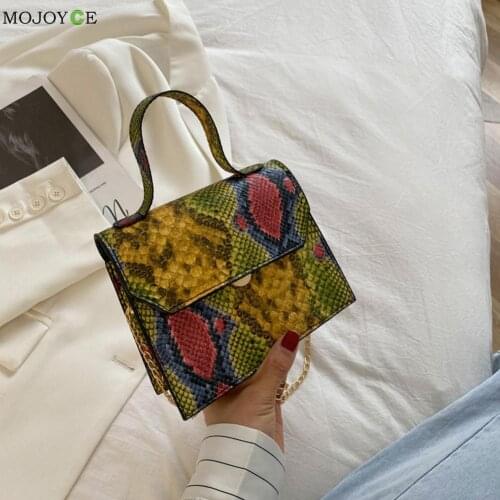 Retro Women Snake Pattern Print Soft Leather Women Designer Handbag Messenger Bag Casual Chain PU Leather Handbags
