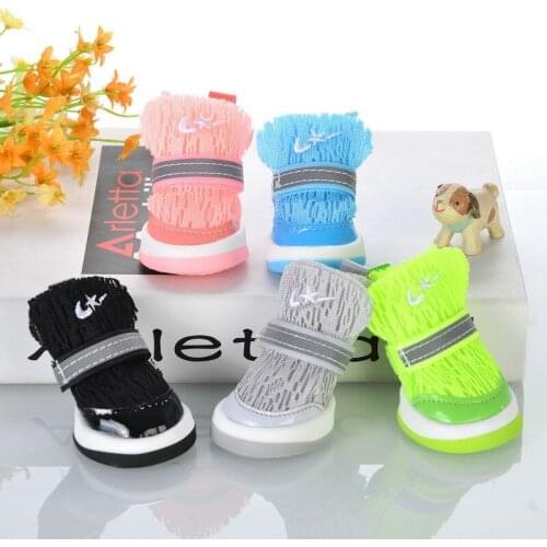 4pcs/set Waterproof Winter Pet Dog Shoes Anti-slip Rain Snow Boots Footwear Thick Warm For Small Cats Puppy Dogs Socks Booties
