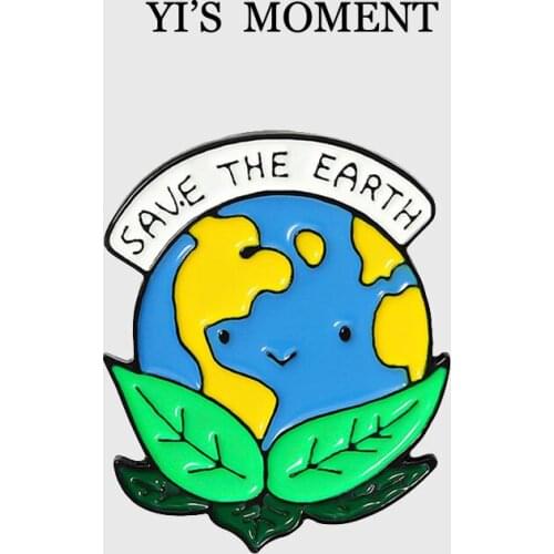 Green Earth Cute Cartoon Enamel pin Badge Shirt Denim Lapel Pins Backpack Bag Accessories