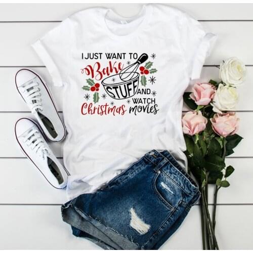 Women Lady T Shirt Watch Bake Stuff Merry Christmas Printed Tshirt Ladies Tee Shirt Women Female Tops Clothes Graphic T-shirt