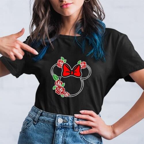 Womens T-shirts Harajuku Girls Plus Size Tops Disney Lilo & Stitch Pride Ohana Rainbow T Shirt Summer Girl Tshirt Black Tees