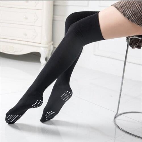 Women Dance Knee Socks Female Glue Underneath Non-slip Latin Dance Long Stockings Dance Studio Exercise Accessories Female Sock