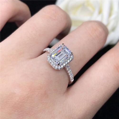 Solid 585 Gold Fine Jewelry Emerald Cut 1 Carat Diamond Women Engagement Ring Best Semi-precious Stone Ring For Girl