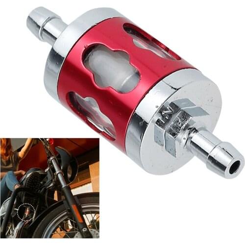 1pc Universal Motorcycle Chrome Glass Inline Fuel Filter Gas Oil Diesel Washable Replacement Accessories For Suzuki Kawasaki