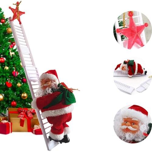 2021 Gift Electric Ladder Santa Claus Christmas Decorations Home Christmas Tree Hanging Ribbon Music