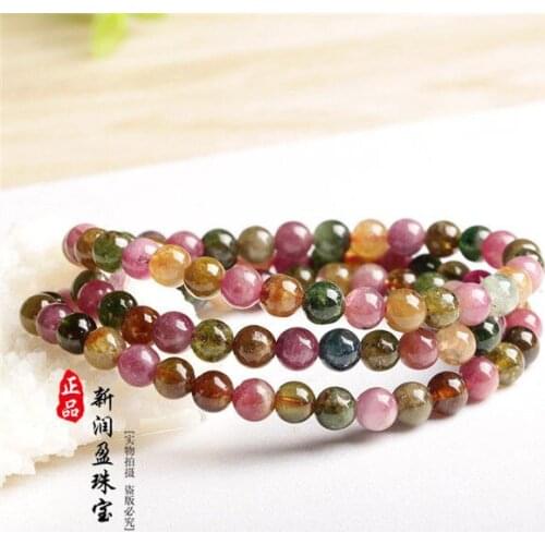 3rows Genuine Natural Colorful Crystal Beads Crystal Bracelet AAA 5mm(xry)