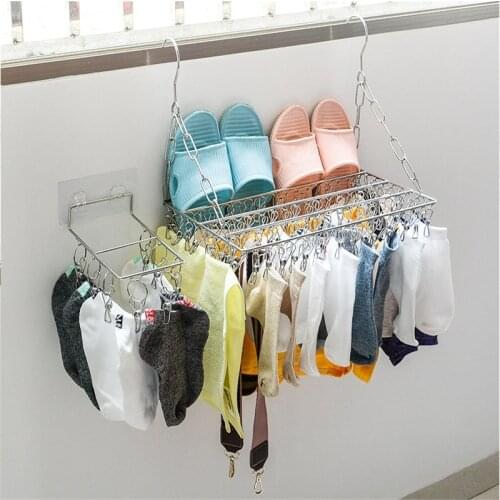 36/100 Clips Stainless Steel Laundry Rack Towel Pegs Clothes Airer Drying Hanger Clothes Underwear Socks Holder Shoes Clothespin
