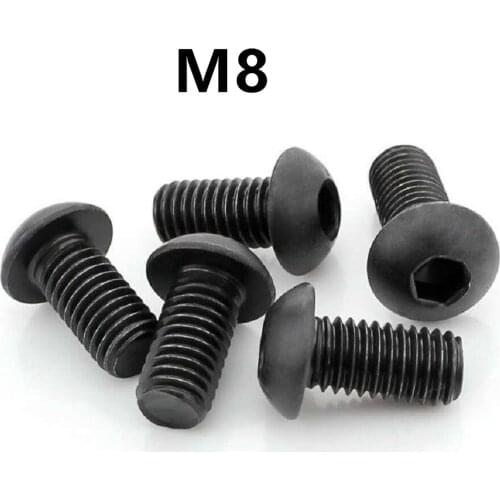50/10PCS ISO7380 M8x10/12/16/100mm GB70.2 Black 304 Stainless Steel Round Head Screws Mushroom Hexagon Socket Button Head Screw