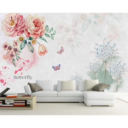 Beibehang Custom wallpaper home decor mural retro hand-painted watercolor floral TV painting background wall murals 3d wallpaper