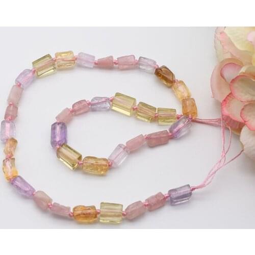 6-8mm Natural Multicolour crystal Stone Beads Cylinder Shaped for Pendant Necklace DIY Jewelry 15"