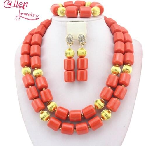 Exclusive African Beads Jewelry Set Handmade nigerian Wedding beads Jewelry Set Christmas dubai beaded Jewelry Gift W11410