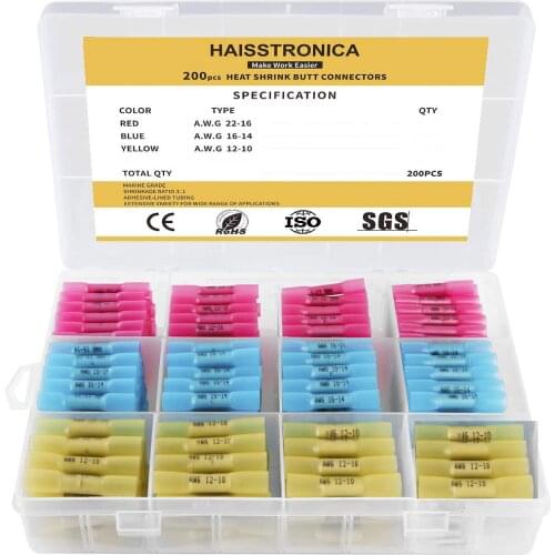 Electrical Wire Soldered Terminals Heat Shrink Soldering Sleeve Terminals Insulated Waterproof Butt Connectors Kit