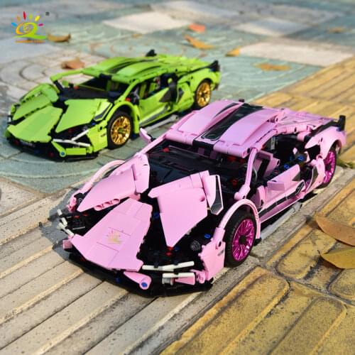 HUIQIBAO 1254PCS Racing Car Supercar Speed Champions DIY Building Blocks Technical City Sports Cars Bricks Toys Kids Children
