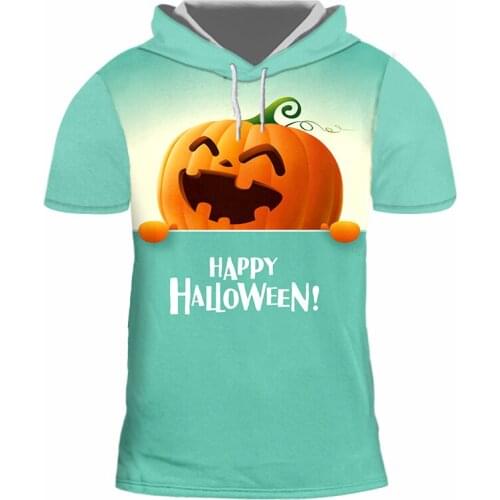 IFPD EU size 3D Horror hooded T-shirt Halloween 3D Printed Tshirt Hip Hop Pumpkin head Happy Halloween Male and Female Tshirt
