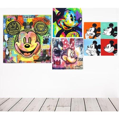 Cartoon Disney Graffiti Art Posters Mickey Mouse Wall Print Picture Donald Duck Canvas Painting Home Living Kids Room Decoration