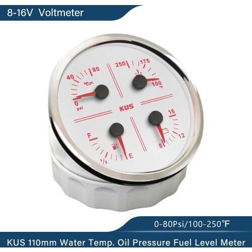 New 3 in 1 Multifunction Gauge Tachometer Fuel Level 12V Voltmeter 110mm with Yellow Red Backlight