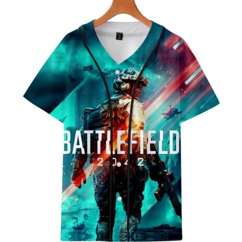 Harajuku summer Battlefield 2042 3D Short sleeve baseball uniform hip hop Women Print T-SHIRT Winter Lady Hem Shirts