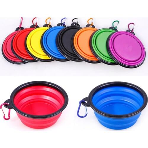 Dog Bowl Foldable Eco Firendly Silicone Pet Cat Dog Food Water Feeder Travel Portable Feeding Bowls Puppy Doggy Food Container