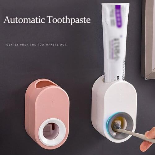 Toothbrush Holder Set Toothpaste Dispenser Wall Mount Stand Bathroom Accessories Set Rolling Automatic Squeezer Family Hygienic