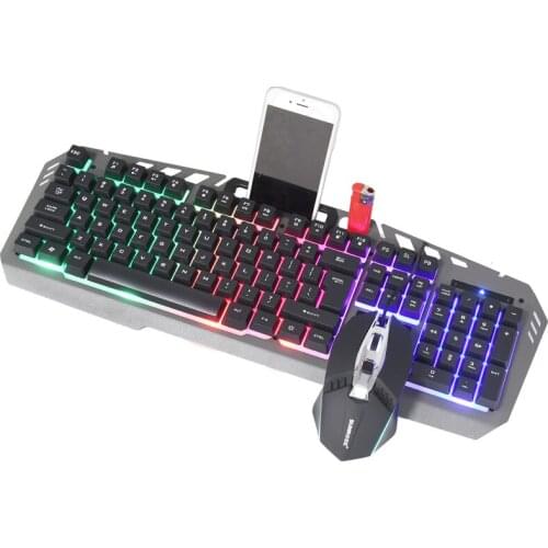 Notebook external keyboard and mouse set Internet cafe mouse and keyboard set luminous wired metal panel set metal
