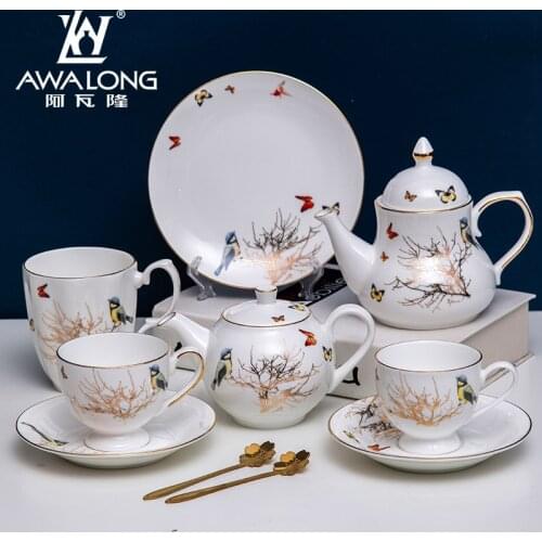 Light luxury coffee cup and Saucer Set European style small luxury Bone China Gold depicting exquisite English afternoon tea cup