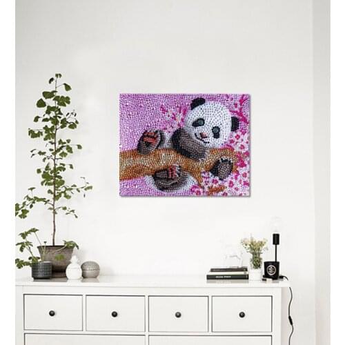5D DIY Diamond by Number Kits with Panda Pattern Crystal Rhinestone Embroidery Paintings Pictures Arts Craft