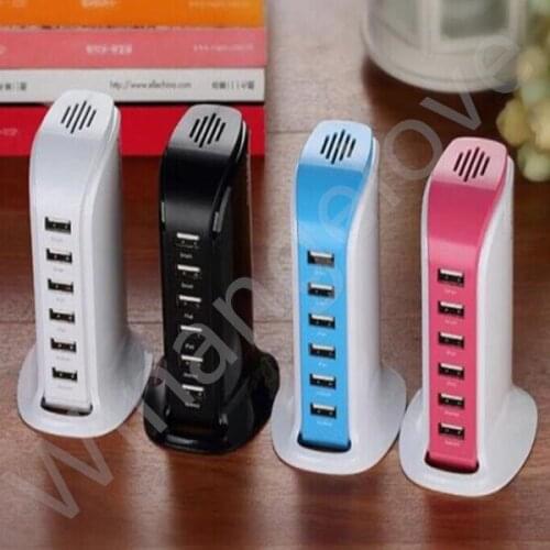 NEW 6 USB Ports Multi Charging Port Desktop MultiFunction Wall Fast Charger Station AC Power Adapter with Retail Box for iphone