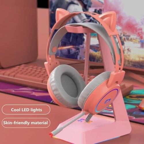 New Arrival Wired Gaming Headset HD Mic 7.1 Stereo Sound LED Lighting Removable Cat Ear Headset For PS4/Xbox one cute Girl