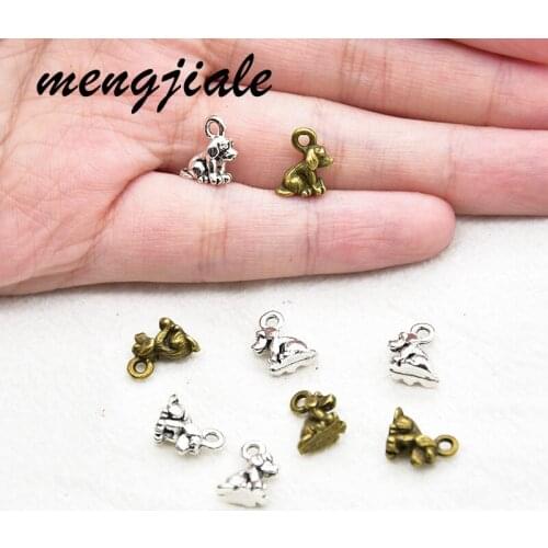 35Pcs Antique Silver Tone dog Charms 3d dog pendant for Jewelry Pet Accessories Making 10*9mm