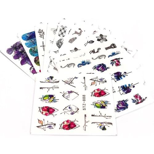 Nail Stickers Decal 14 Sheets Water Transfer Nail Decals for Women Leaf /Flower Design for Acrylic Nails Decorations Tips Charm