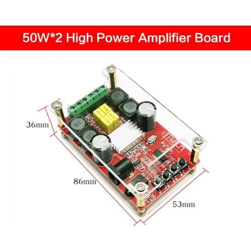 KYYSLB 50W*2 High Power Amplifier Board TPA3116D2 DC12-24V Bluetooth Power Amplifier Board High Power Support AUX Bluetooth 5.0