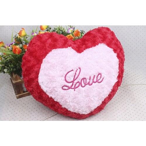 Valentines Day gift Love heart plush rose pillow Romantic red heart cushion Wedding and home decoration