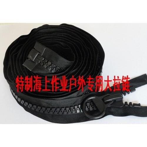 Resin zipper 1piece 20# 400cm big long zipper for yacht tent luggages garage sea working zipper black ring puller