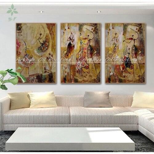 Ballet Dancers Group Hand Painted Modern Abstract Canvas Oil Paintings Wall Art For Living Room Home Decor