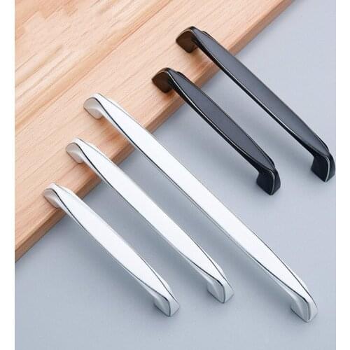 Modern Simple Aluminum Furniture Handle Hardware Piano Black White Cabinet Door Handle Drawer Closet Knob Home Decoration