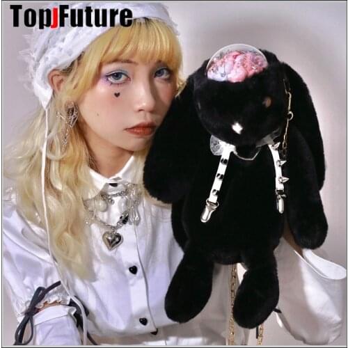 Hip Pop Killer bunny Gothic Punk Chain Strap Cross Body Bag Gothic Lolita Harajuku tote handbag Halloween cosplay props