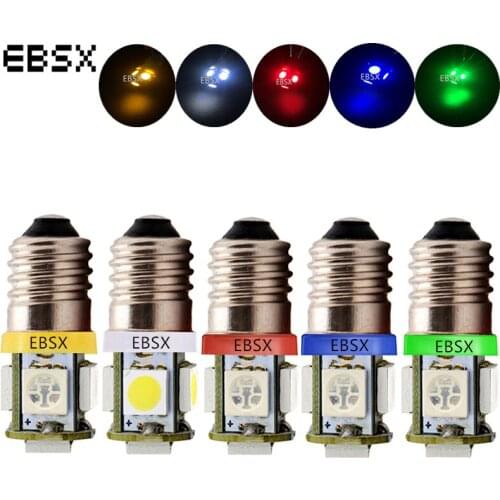 BESX 5PCS 12V E10 Instrument bulb Width bulb reading light E10 24V License Plate E10 5050 5 SMD warning bulb Signal light White